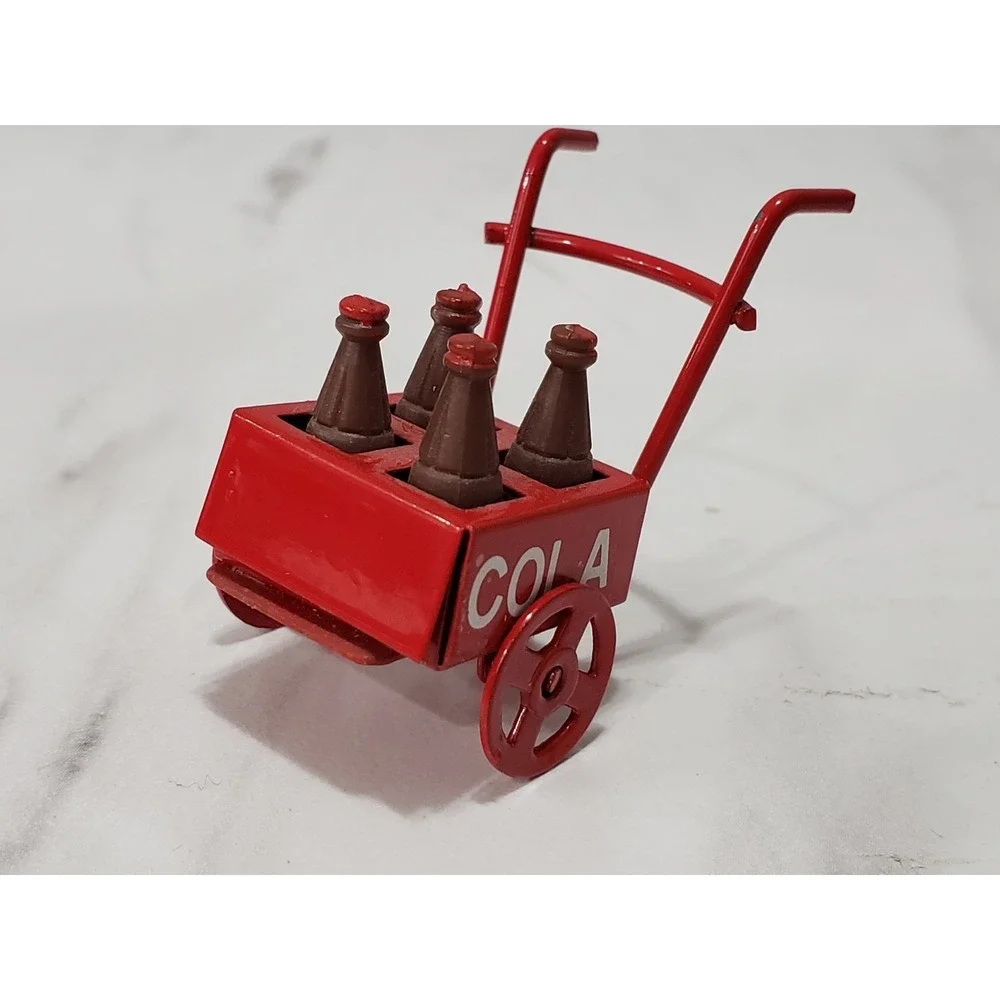 Vintage Miniature Metal Coca-Cola Handtruck Push Cart soda vendor dollhouse